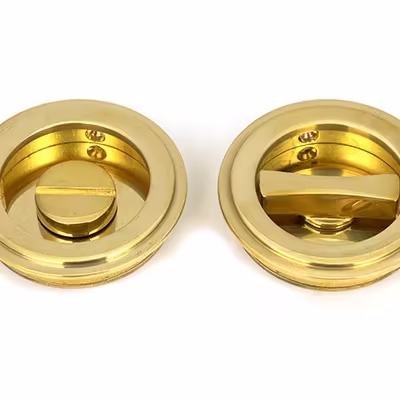 Polished Brass 60mm Art Deco Round Pull - Privacy Set