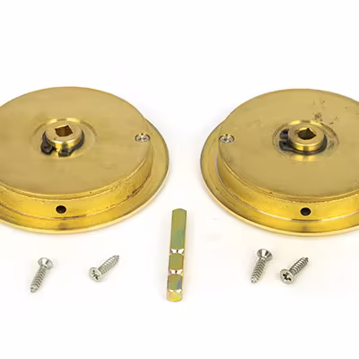 Polished Brass 75mm Art Deco Round Pull - Privacy Set - Image 3