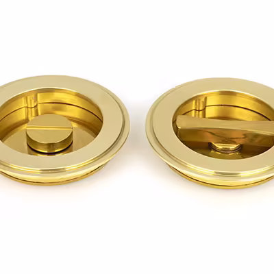 Polished Brass 75mm Art Deco Round Pull - Privacy Set