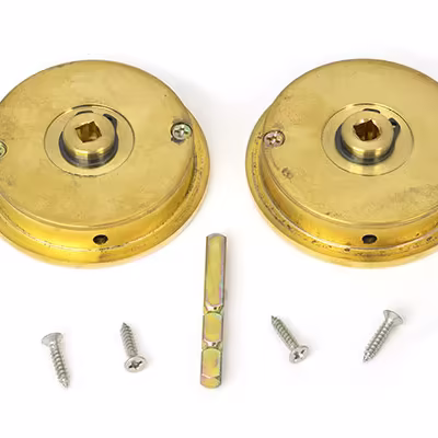 Polished Brass 60mm Plain Round Pull - Privacy Set - Image 3