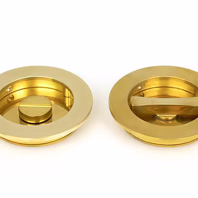 Polished Brass 75mm Plain Round Pull - Privacy Set