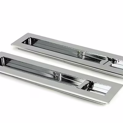 Polished Chrome 250mm Plain Rectangular Pull - Privacy Set