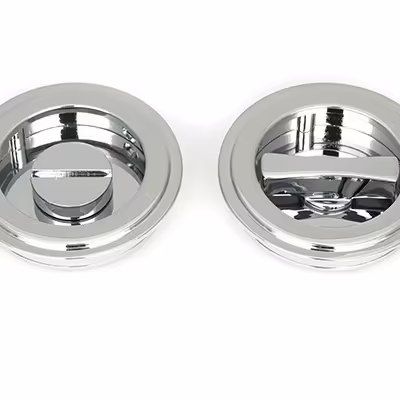 Polished Chrome 60mm Art Deco Round Pull - Privacy Set