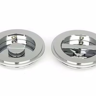 Polished Chrome 75mm Art Deco Round Pull - Privacy Set