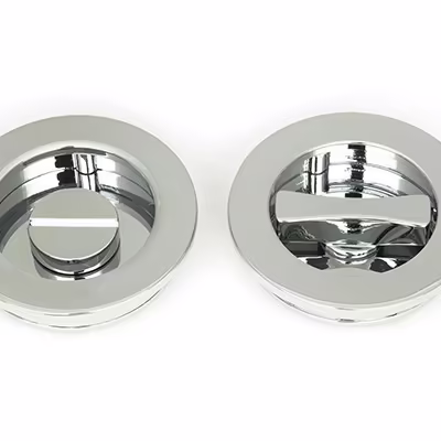 Polished Chrome 60mm Plain Round Pull - Privacy Set