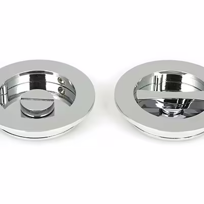 Polished Chrome 75mm Plain Round Pull - Privacy Set - Image 1