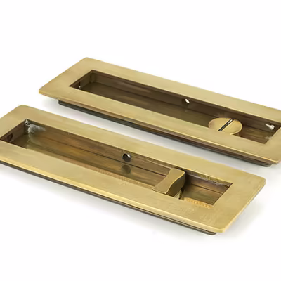 Aged Brass 175mm Plain Rectangular Pull - Privacy Set