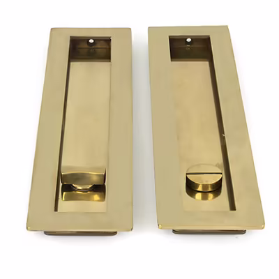 Aged Brass 250mm Plain Rectangular Pull - Privacy Set - Image 2