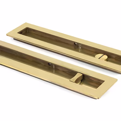 Aged Brass 250mm Plain Rectangular Pull - Privacy Set - Image 1
