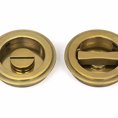 Aged Brass 60mm Art Deco Round Pull - Privacy Set