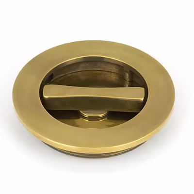 Aged Brass 75mm Art Deco Round Pull - Privacy Set - Image 3
