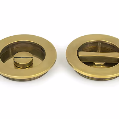 Aged Brass 75mm Art Deco Round Pull - Privacy Set