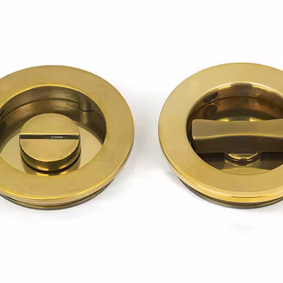 Aged Brass 60mm Plain Round Pull - Privacy Set