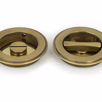 Aged Brass 75mm Plain Round Pull - Privacy Set