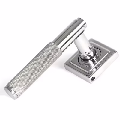 Polished Marine SS (316) Brompton Lever on Rose Set (Square)