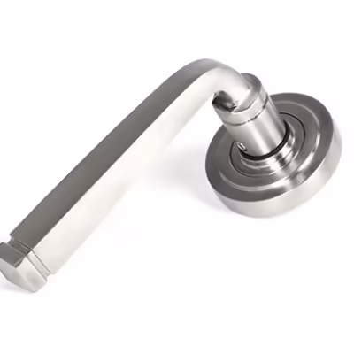 Satin Marine SS (316) Avon Round Lever on Rose Set (Art Deco)