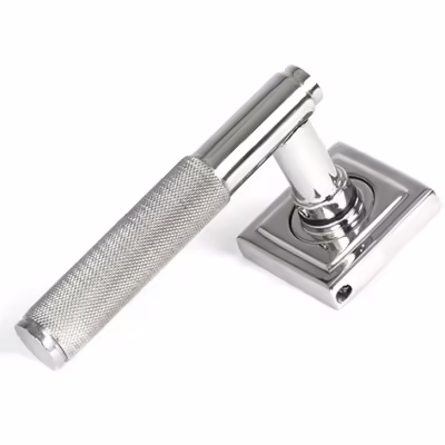 Polished Marine SS (316) Brompton Lever on Rose Set (Square) - Unsprung