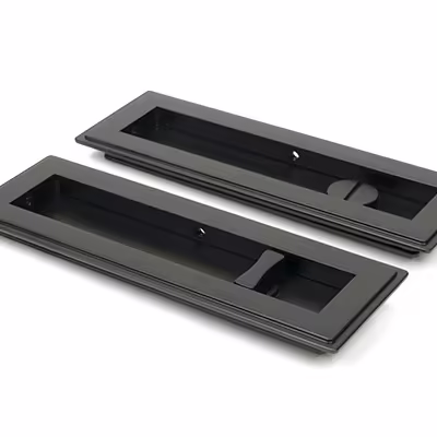 Aged Bronze 175mm Art Deco Rectangular Pull - Privacy Set - Image 1