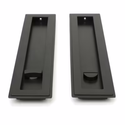 Aged Bronze 250mm Art Deco Rectangular Pull - Privacy Set - Image 2