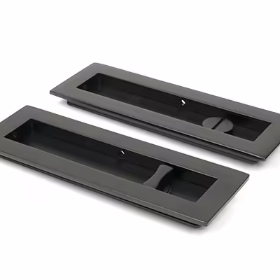Aged Bronze 175mm Plain Rectangular Pull - Privacy Set