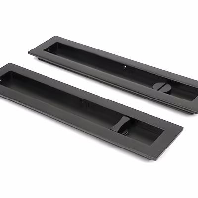 Aged Bronze 250mm Plain Rectangular Pull - Privacy Set - Image 1