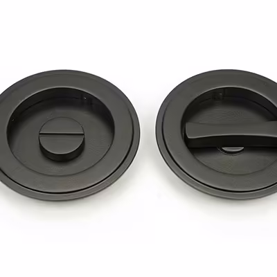 Aged Bronze 75mm Art Deco Round Pull - Privacy Set