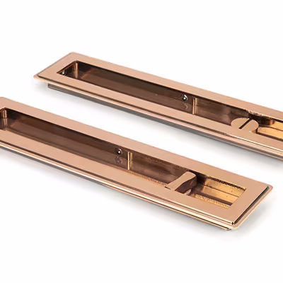 Polished Bronze 250mm Art Deco Rectangular Pull -Privacy Set