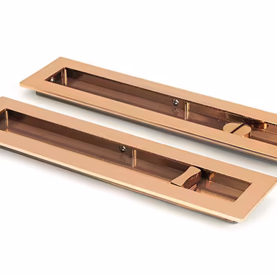 Polished Bronze 250mm Plain Rectangular Pull - Privacy Set