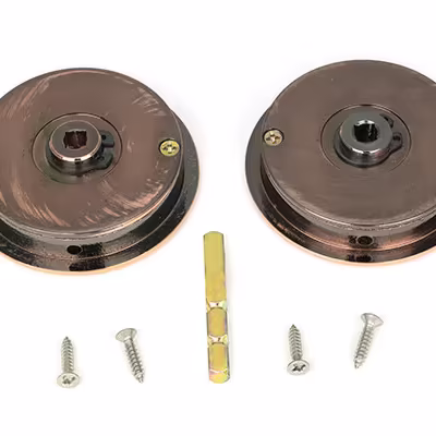 Polished Bronze 60mm Art Deco Round Pull - Privacy Set - Image 3