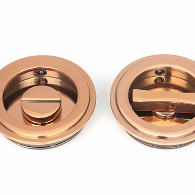 Polished Bronze 60mm Art Deco Round Pull - Privacy Set