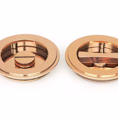 Polished Bronze 75mm Art Deco Round Pull - Privacy Set