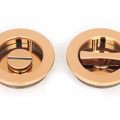 Polished Bronze 60mm Plain Round Pull - Privacy Set