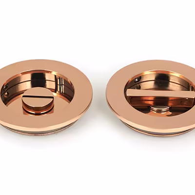 Polished Bronze 75mm Plain Round Pull - Privacy Set