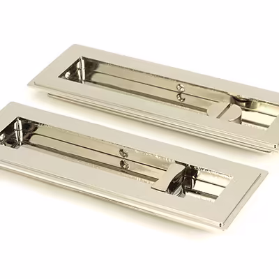 Polished Nickel 175mm Art Deco Rectangular Pull -Privacy Set