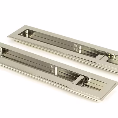 Polished Nickel 250mm Art Deco Rectangular Pull -Privacy Set
