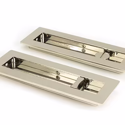 Polished Nickel 175mm Plain Rectangular Pull - Privacy Set