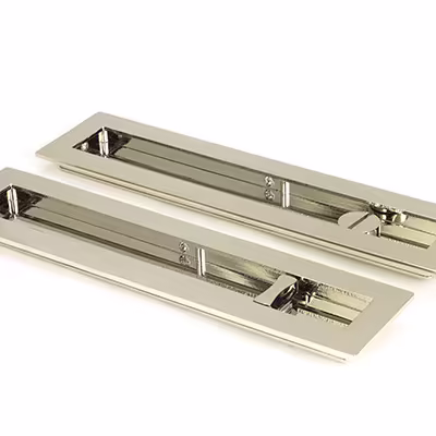 Polished Nickel 250mm Plain Rectangular Pull - Privacy Set
