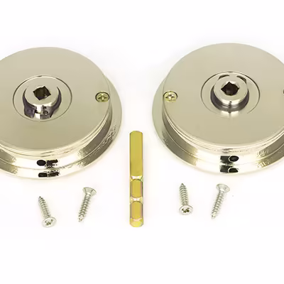 Polished Nickel 60mm Art Deco Round Pull - Privacy Set - Image 3