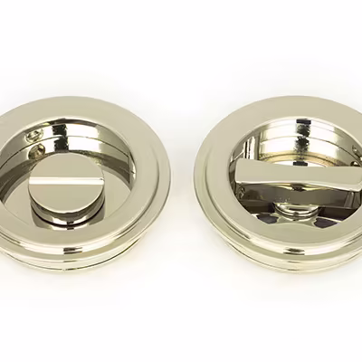 Polished Nickel 60mm Art Deco Round Pull - Privacy Set