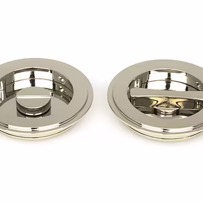 Polished Nickel 75mm Art Deco Round Pull - Privacy Set