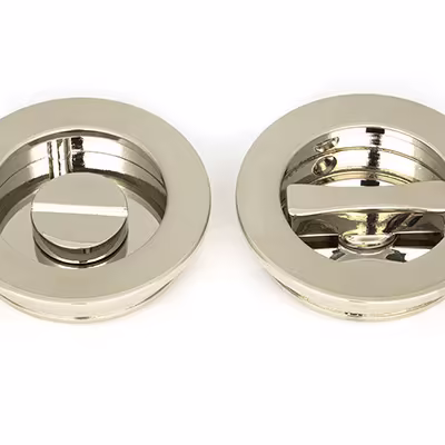 Polished Nickel 60mm Plain Round Pull - Privacy Set