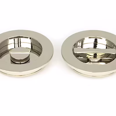 Polished Nickel 75mm Plain Round Pull - Privacy Set