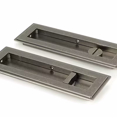 Pewter 175mm Art Deco Rectangular Pull - Privacy Set