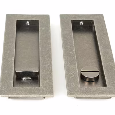 Pewter 175mm Plain Rectangular Pull - Privacy Set - Image 2