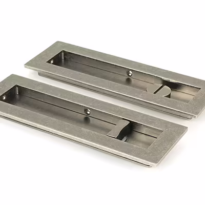 Pewter 175mm Plain Rectangular Pull - Privacy Set - Image 1