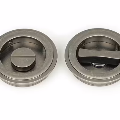 Pewter 60mm Art Deco Round Pull - Privacy Set