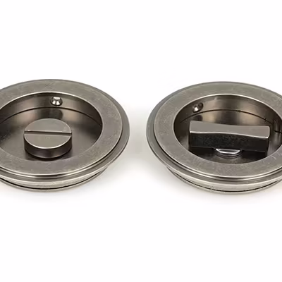 Pewter 75mm Art Deco Round Pull - Privacy Set