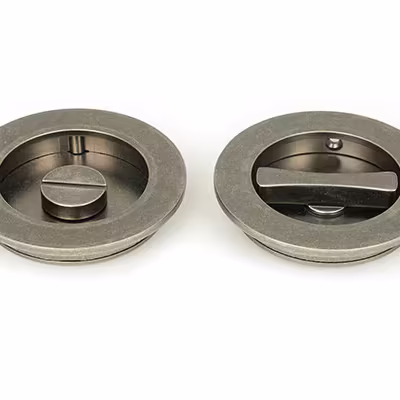 Pewter 75mm Plain Round Pull - Privacy Set