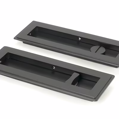Matt Black 175mm Art Deco Rectangular Pull - Privacy Set