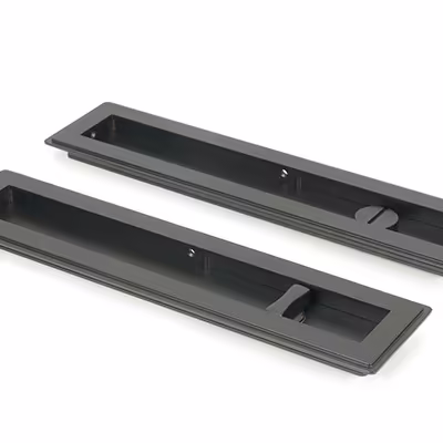 Matt Black 250mm Art Deco Rectangular Pull - Privacy Set